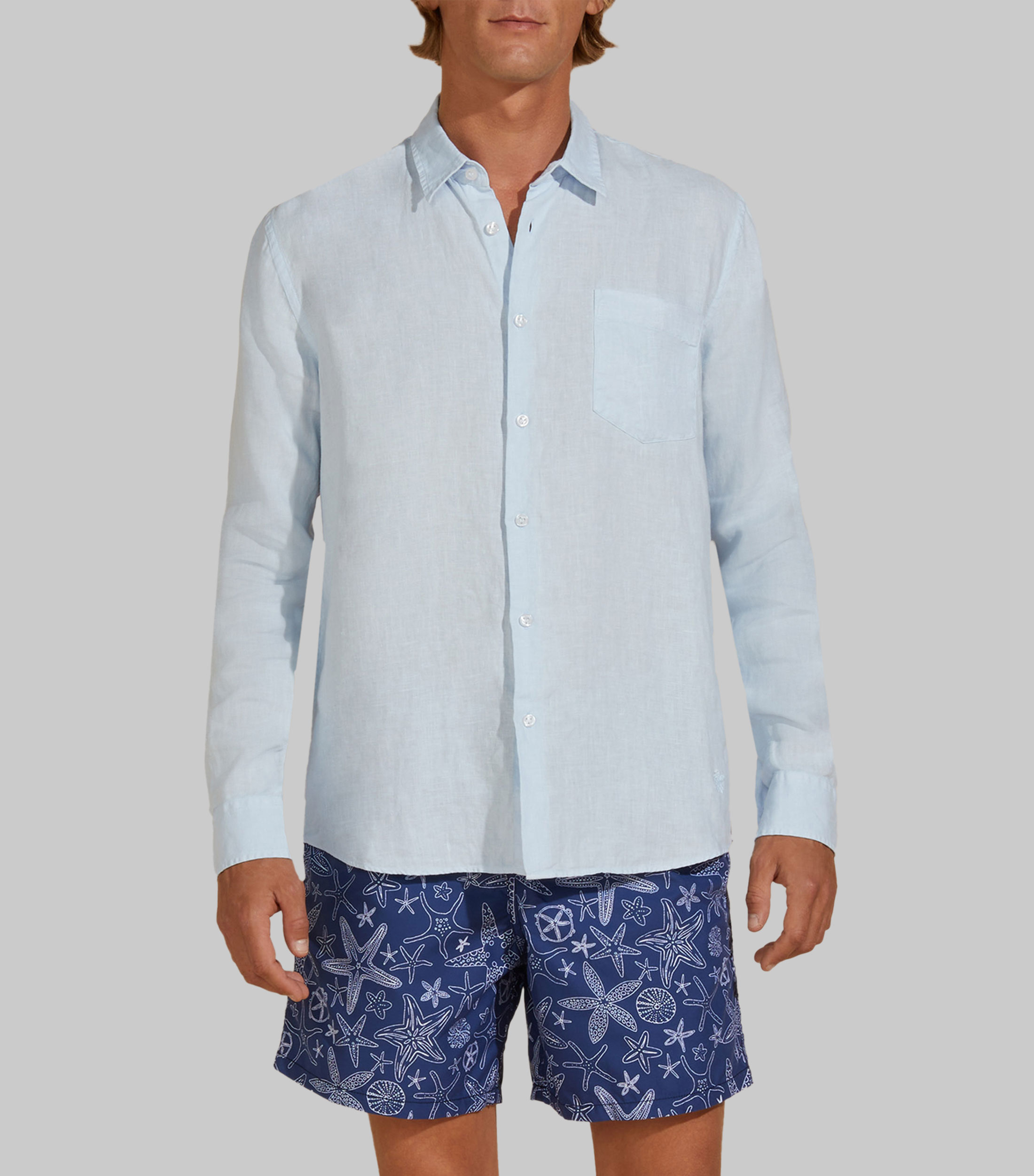 Camisa de lino manga larga Hombre